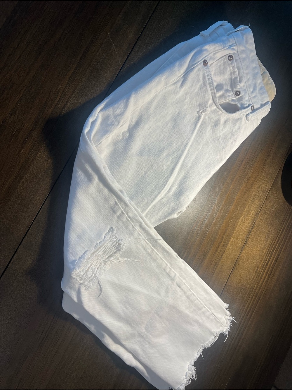 rag & bone White Cropped Distressed Jeans
